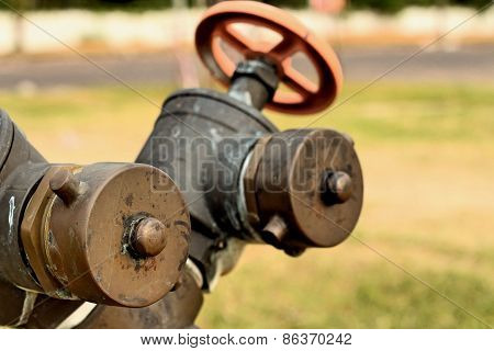 A Water Pipes On The Green Grass
