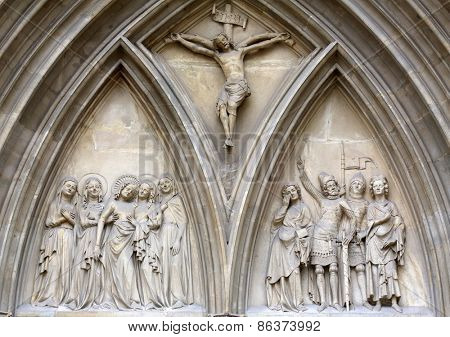 VIENNA, AUSTRIA - OCTOBER 11: Portal of Minoriten kirche in Vienna, Austria on October 11, 2014.
