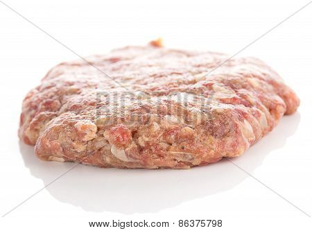 Fresh Raw Burger Cutlets Isolated On White Background