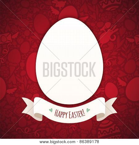 Red Happy Easter Poster With Egg