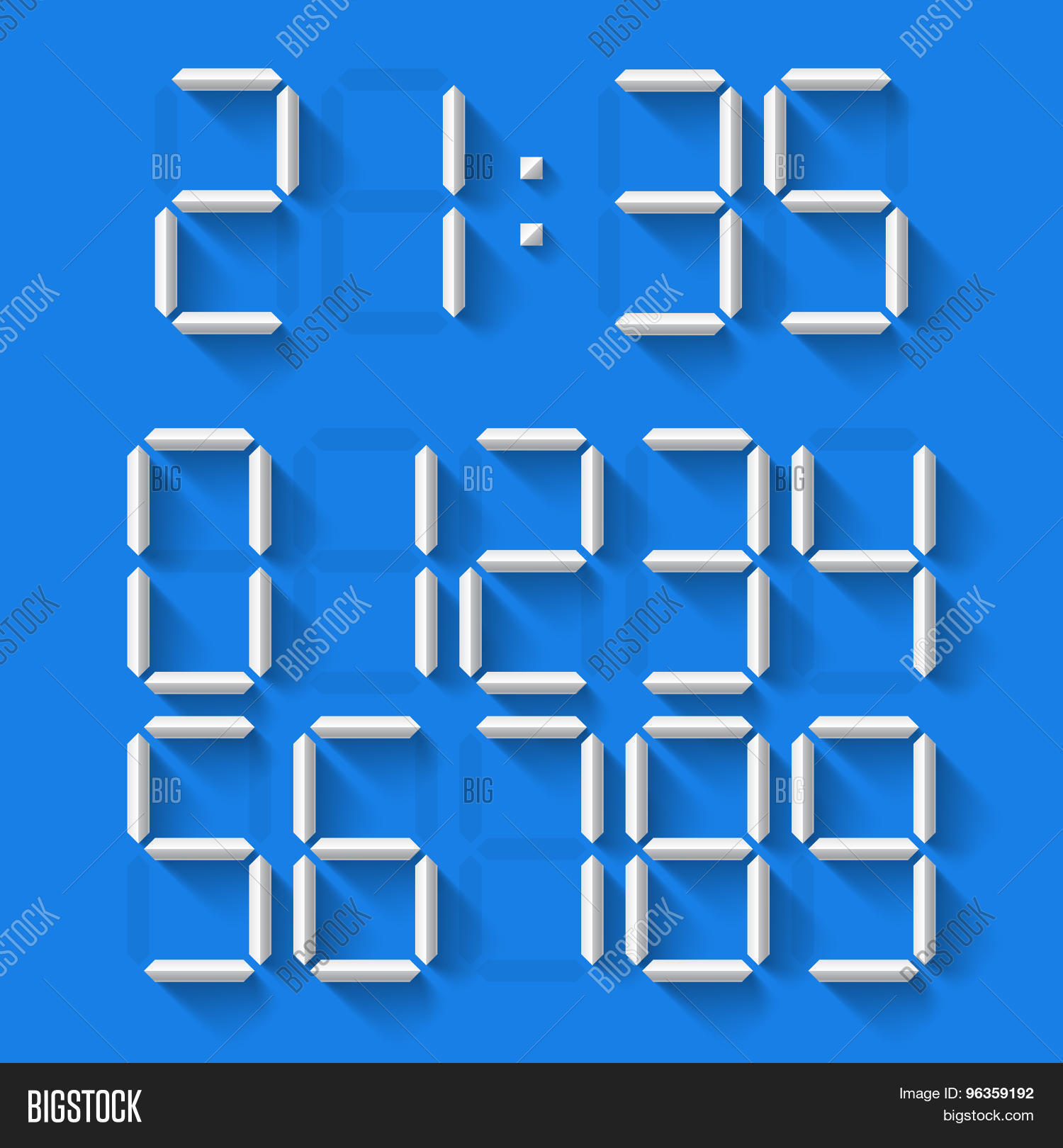 Digital Clock Numbers Vector & Photo (Free Trial) Bigstock