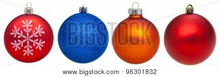 Set Of Various Glass Xmas Balls Isolated On White