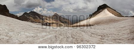 Volcanic crater of Mount Aragats (4,090 m) in Aragatsotn province, Armenia. Mount Aragats is the highest point in Armenia.