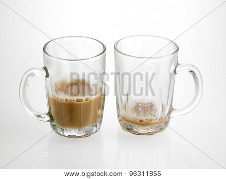 glass with little Tea with milk or Teh Tarik in Malaysia