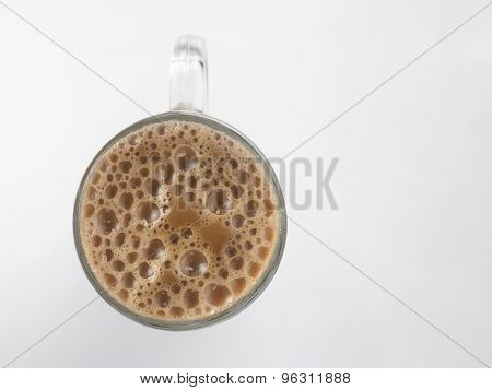 Top view Tea with milk or Teh Tarik in Malaysia