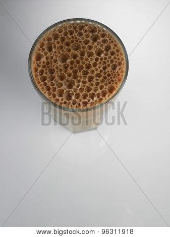 Top view Tea with milk or Teh Tarik in Malaysia