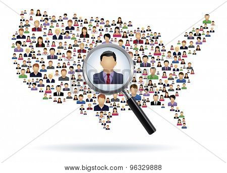 USA map made of people: Search Concept