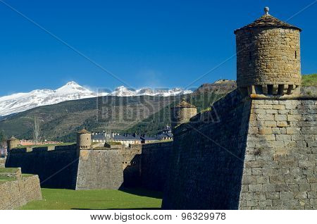 Moat in the castle of St. Peter, known as La Ciudadela, Jaca, Huesca, Aragon, Spain
