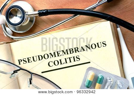 Pseudomembranous colitis concept.