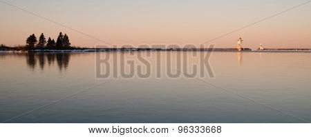 Morning Light Harbor Grand Marais Lighthouse Lake Superior Minnesota Usa