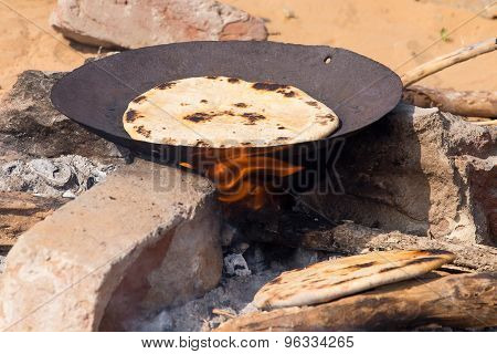 Indian Chapatti On Fire, Pushkar, India