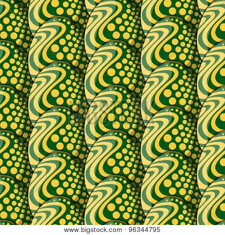 Seamless Pattern Of Eggs With Circles And Waves