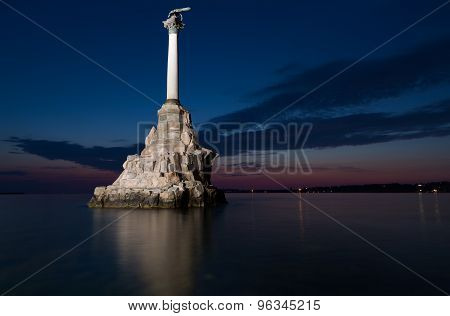 Monument To The Scuttled Warships In Sevastopol At Night, Crimea