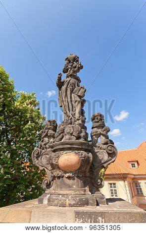 Statue Of St. Cajetan On Charles Bridge In Prague
