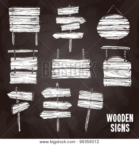 Wooden Signs Chalkboard Style Set