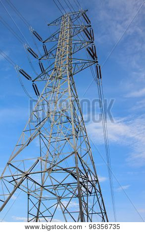 High Voltage Tower And Sky.