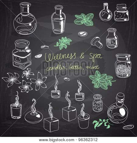 Vector illustration set with wellness and spa motives.