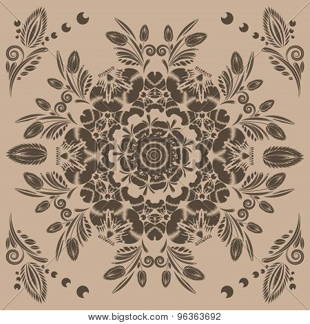 vintage seamless pattern with floral ornament
