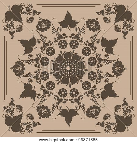 vintage seamless pattern with floral ornament