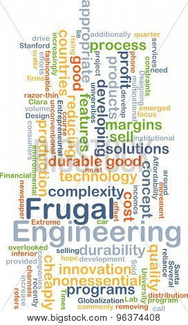 Background concept wordcloud illustration of frugal engineering