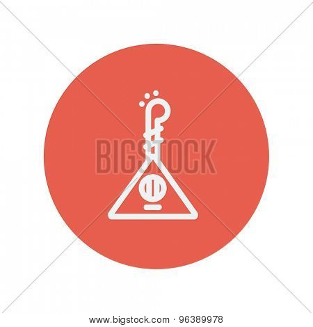 Ukelele thin line icon for web and mobile minimalistic flat design. Vector white icon inside the red circle