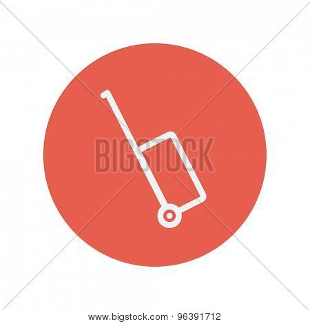 Luggage carrier thin line icon for web and mobile minimalistic flat design. Vector white icon inside the red circle.