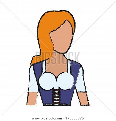 woman in typical bavarian costume german culture icon image vector illustration design