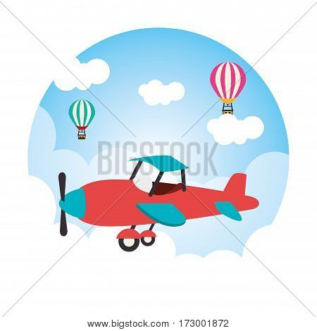 cute ariplane flying icon vector illustration design