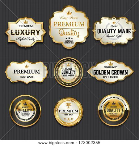 Luxury premium golden labels collection vector illustration