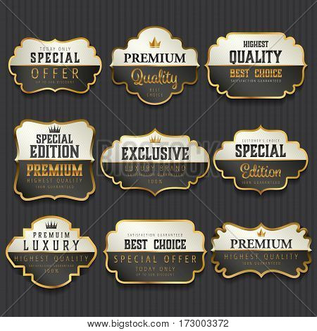 Luxury premium golden labels collection vector illustration