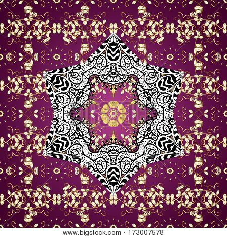 Seamless Damask Classic White And Golden Pattern. Vector Abstract Background With Repeating Elements