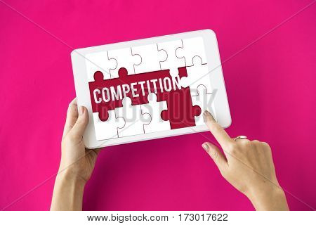 Challenge Competition word puzzle pieces