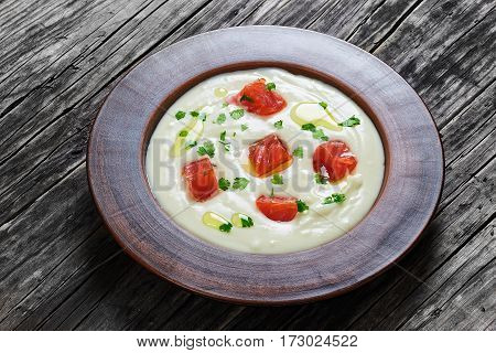 Hot Creamy Spicy Smoked Salmon Soup