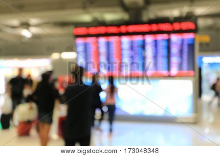 Blurred Image Of Business People In International Airport Terminal, Looking At Information Board, Ch