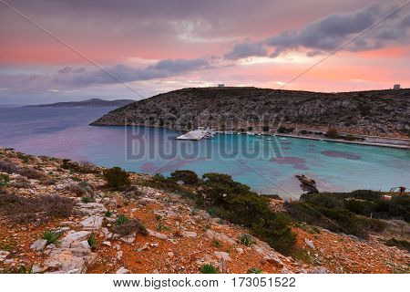 Harbor of Agios Georgios village on Iraklia island in Lesser Cyclades, Greece.