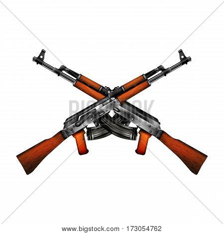 Realistic vector automatic machine of Kalashnikov AK-47. Isolated object on a white background shows the two sides of the weapon can be used with any image or text.