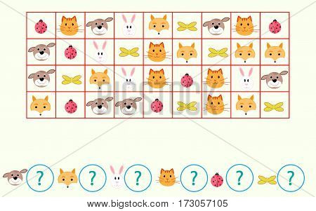 children's mathematical game Count the animals vector illustration