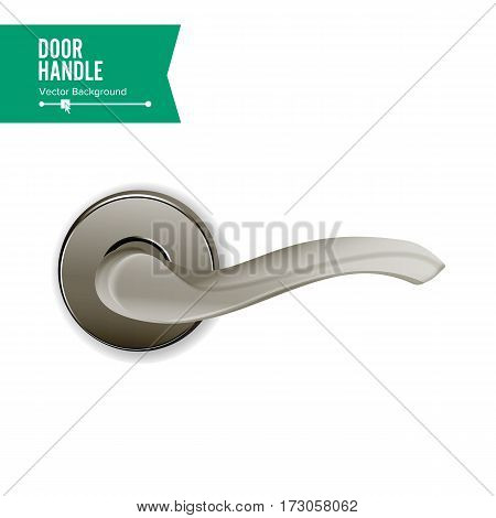 Door Handle Vector. Realistic Classic Element Isolated On White Background. Metal Door Handle Lock. Stock Illustration.