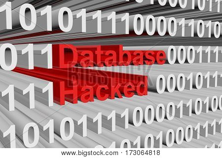 hacked database is presented in the form of binary code 3d illustration