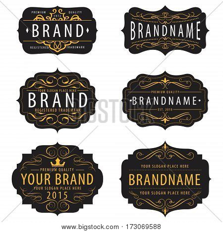 Vintage calligraphic frames collection elements for your logo templatelabelbadgebrand identitymenu restaurant