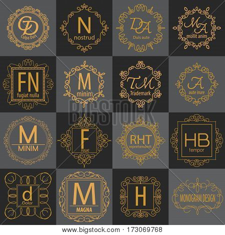 luxury monogram logo identity template collection elegant line art trendybusiness signboutique logo premium insigniavector illustration
