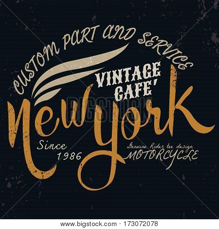 new york vintage motor typographic for t-shirt design tee graphicvector illustration