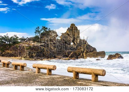 Wajima, Japan coast at Madoiwa Rock.