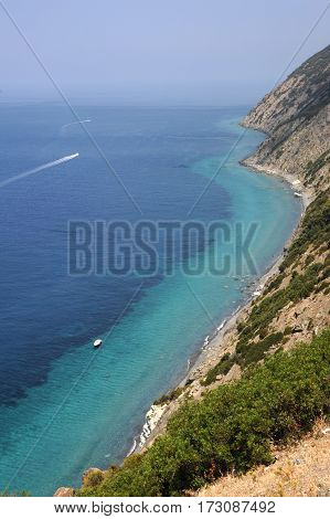 The coast at Punta Nera on Elba island, Italy
