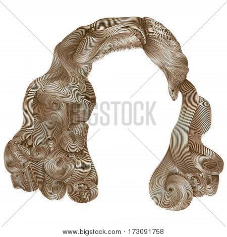 trendy woman hairs  kare blond colors . beauty fashion .
 retro style curls . realistic 3d .