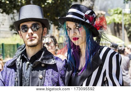 CAGLIARI, ITALY - May 29, 2016: Sunday at La Grande Jatte VIII Ed. At the Public Gardens - Sardinia