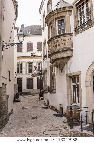 Grand Duchy of Luxembourg Luxembourg- January 032017: Street view of Luxembourg City