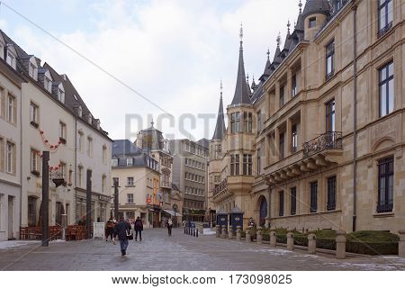 Grand Duchy of Luxembourg Luxembourg- January 032017: Citizens go on his own business outside