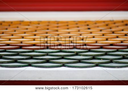 Thai tile roof. Abstract background texture Siam architectural details.