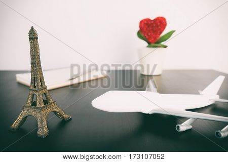 Frence Paris honeymoon trip planning on notebook